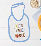 BK Kids Kids Zone Tasarımlı Mavi Bebek Body Zıbın ve Mama Önlüğü Hediye Seti-1