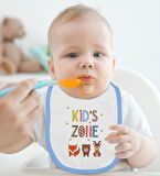 BK Kids Kids Zone Tasarımlı Mavi Bebek Body Zıbın ve Mama Önlüğü Hediye Seti-1