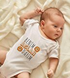 BK Kids Aslan Dayım Tasarımlı Beyaz Bebek Body Zıbın-1