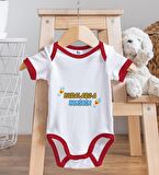 BK Kids Buralarda Yeniyim Tasarımlı Kırmızı Bebek Body Zıbın ve Mama Önlüğü Hediye Seti-1