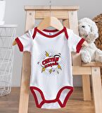 BK Kids Ceryan Kaçağı Tasarımlı Kırmızı Bebek Body Zıbın ve Mama Önlüğü Hediye Seti-2