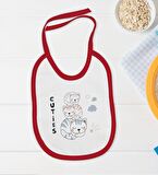 BK Kids Cuties Tasarımlı Kırmızı Bebek Body Zıbın ve Mama Önlüğü Hediye Seti-1