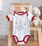 BK Kids Cuties Tasarımlı Kırmızı Bebek Body Zıbın ve Mama Önlüğü Hediye Seti-1