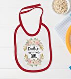BK Kids Daddy's Girl Tasarımlı Kırmızı Bebek Body Zıbın ve Mama Önlüğü Hediye Seti-1