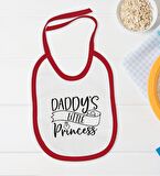BK Kids Daddy's Little Princess Tasarımlı Kırmızı Bebek Body Zıbın ve Mama Önlüğü Hediye Seti-1
