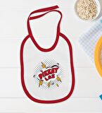 BK Kids Dikkat Laz Tasarımlı Kırmızı Bebek Body Zıbın ve Mama Önlüğü Hediye Seti-1