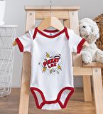 BK Kids Dikkat Laz Tasarımlı Kırmızı Bebek Body Zıbın ve Mama Önlüğü Hediye Seti-1