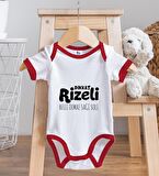 BK Kids Dikkat Rizeli Tasarımlı Kırmızı Bebek Body Zıbın ve Mama Önlüğü Hediye Seti-1