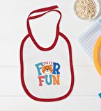 BK Kids Do It For Fun Tasarımlı Kırmızı Bebek Body Zıbın ve Mama Önlüğü Hediye Seti-1