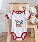 BK Kids Do It For Fun Tasarımlı Kırmızı Bebek Body Zıbın ve Mama Önlüğü Hediye Seti-1