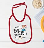 BK Kids Doktor Olucam Tasarımlı Kırmızı Bebek Body Zıbın ve Mama Önlüğü Hediye Seti-1