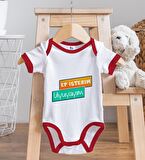 BK Kids Ep İsterim Tasarımlı Kırmızı Bebek Body Zıbın ve Mama Önlüğü Hediye Seti-3