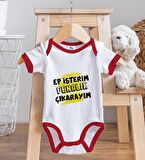 BK Kids Ep İsterim Tasarımlı Kırmızı Bebek Body Zıbın ve Mama Önlüğü Hediye Seti-6