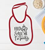 BK Kids I'm Pretty Tasarımlı Kırmızı Bebek Body Zıbın ve Mama Önlüğü Hediye Seti-1