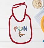 BK Kids Fun Tasarımlı Kırmızı Bebek Body Zıbın ve Mama Önlüğü Hediye Seti-1