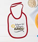 BK Kids Geliysen Gel Tasarımlı Kırmızı Bebek Body Zıbın ve Mama Önlüğü Hediye Seti-1