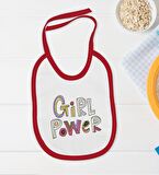 BK Kids Girl Power Tasarımlı Kırmızı Bebek Body Zıbın ve Mama Önlüğü Hediye Seti-1