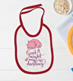 BK Kids Good Night My Darling Tasarımlı Kırmızı Bebek Body Zıbın ve Mama Önlüğü Hediye Seti-1