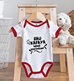 BK Kids Hau Kafaya Tasarımlı Kırmızı Bebek Body Zıbın ve Mama Önlüğü Hediye Seti-1