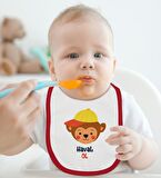 BK Kids Havalı Ol Tasarımlı Kırmızı Bebek Body Zıbın ve Mama Önlüğü Hediye Seti-1