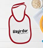 BK Kids Hayirdur Tasarımlı Kırmızı Bebek Body Zıbın ve Mama Önlüğü Hediye Seti-1