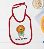 BK Kids Hello Summer Tasarımlı Kırmızı Bebek Body Zıbın ve Mama Önlüğü Hediye Seti-1