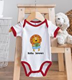 BK Kids Hello Summer Tasarımlı Kırmızı Bebek Body Zıbın ve Mama Önlüğü Hediye Seti-1