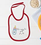 BK Kids Her Şeyin Başı Süt Tasarımlı Kırmızı Bebek Body Zıbın ve Mama Önlüğü Hediye Seti-1