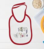 BK Kids Hey You Tasarımlı Kırmızı Bebek Body Zıbın ve Mama Önlüğü Hediye Seti-1