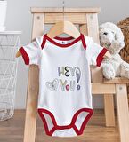 BK Kids Hey You Tasarımlı Kırmızı Bebek Body Zıbın ve Mama Önlüğü Hediye Seti-1