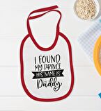 BK Kids His Name Is Daddy Tasarımlı Kırmızı Bebek Body Zıbın ve Mama Önlüğü Hediye Seti-1