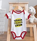 BK Kids İstemiim Fenalık Çıksın Tasarımlı Kırmızı Bebek Body Zıbın ve Mama Önlüğü Hediye Seti-1
