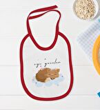 BK Kids İyi Geceler Tasarımlı Kırmızı Bebek Body Zıbın ve Mama Önlüğü Hediye Seti-1