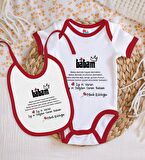 BK Kids Canım Babam Tasarımlı Kırmızı Bebek Body Zıbın ve Mama Önlüğü Hediye Seti-1