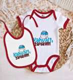 BK Kids Kahvaltı Zamanı Tasarımlı Kırmızı Bebek Body Zıbın ve Mama Önlüğü Hediye Seti-1