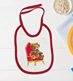 BK Kids Kral Tasarımlı Kırmızı Bebek Body Zıbın ve Mama Önlüğü Hediye Seti-1