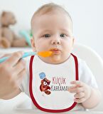 BK Kids Küçük Kahraman Tasarımlı Kırmızı Bebek Body Zıbın ve Mama Önlüğü Hediye Seti-1