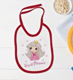 BK Kids Küçük Prenses Tasarımlı Kırmızı Bebek Body Zıbın ve Mama Önlüğü Hediye Seti-1