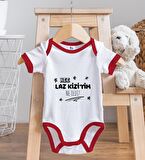 BK Kids Laz Kızıyım Tasarımlı Kırmızı Bebek Body Zıbın ve Mama Önlüğü Hediye Seti-1