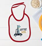 BK Kids Little Boss Tasarımlı Kırmızı Bebek Body Zıbın ve Mama Önlüğü Hediye Seti-1