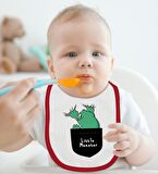 BK Kids Little Monster Tasarımlı Kırmızı Bebek Body Zıbın ve Mama Önlüğü Hediye Seti-1