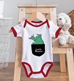 BK Kids Little Monster Tasarımlı Kırmızı Bebek Body Zıbın ve Mama Önlüğü Hediye Seti-1
