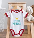 BK Kids Little Prince Tasarımlı Kırmızı Bebek Body Zıbın ve Mama Önlüğü Hediye Seti-1