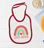 BK Kids Little Sister Tasarımlı Kırmızı Bebek Body Zıbın ve Mama Önlüğü Hediye Seti-1