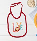 BK Kids Love Tasarımlı Kırmızı Bebek Body Zıbın ve Mama Önlüğü Hediye Seti-1