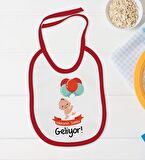 BK Kids Mekanın Sahibi Geliyor Tasarımlı Kırmızı Bebek Body Zıbın ve Mama Önlüğü Hediye Seti-1