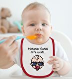 BK Kids Mekanın Sahibi Yeni Geldi Tasarımlı Kırmızı Bebek Body Zıbın ve Mama Önlüğü Hediye Seti-1