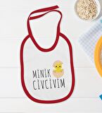 BK Kids Minik Civcivim Tasarımlı Kırmızı Bebek Body Zıbın ve Mama Önlüğü Hediye Seti-1