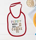 BK Kids Mommy Needs Her Coffe Tasarımlı Kırmızı Bebek Body Zıbın ve Mama Önlüğü Hediye Seti-1