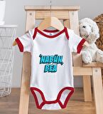 BK Kids Nabüün Bea Tasarımlı Kırmızı Bebek Body Zıbın ve Mama Önlüğü Hediye Seti-1